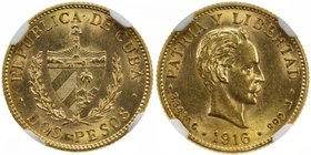 CUBA: Republic, AV 2 pesos, 1916, KM-17, Fr-6, fully lustrous, two-year type, NGC graded MS63.

 Estimate: USD 400 - 500