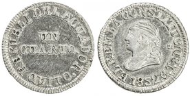 ECUADOR: Republic, AR ¼ real, Quito, 1852, KM-36, AU.

 Estimate: USD 150 - 250