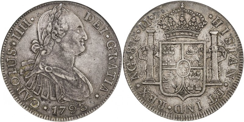 GUATEMALA: Carlos IV, 1788-1808, AR 8 reales, 1793-NG, KM-53, assayer M, well st...