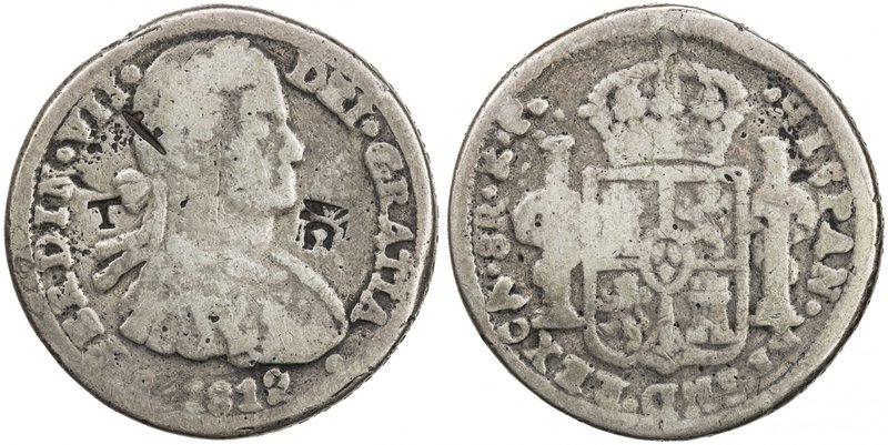 MEXICO: Fernando VII, 1808-1821, AR cast 8 reales, 1812-CA, KM-123, Chihuahua Ro...
