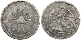 MEXICO: Revolutionary Issue, AR peso (22.84g), Cuencame, 1914, KM-622, Revolutionary Issue at Durango, "Muera Huerta" type, variety with dot-and-dash ...