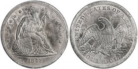 UNITED STATES: AR dollar, 1842, KM-71, AU, Seated Liberty type, pleasing tone.

 Estimate: USD 290 - 350