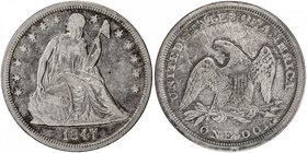 UNITED STATES: AR dollar, 1847, KM-71, VF, Seated Liberty type, some toning, more on the reverse.

 Estimate: USD 300 - 400