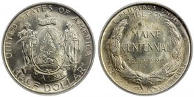 UNITED STATES: AR 50 cents, 1920, KM-146, PCGS graded MS64, Maine Centennial commemorative, wonderfully lustrous.

 Estimate: USD 100 - 130