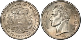 VENEZUELA: Republic, AR 2 bolivares, 1919, Y-23, a lovely example for this date! PCGS graded MS62. Tied for finest graded at both PCGS and NGC.

 Es...