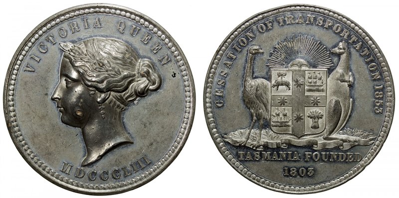 AUSTRALIA: Victoria, 1837-1901, medal (64.77g), 1853, 58mm unsigned white metal ...