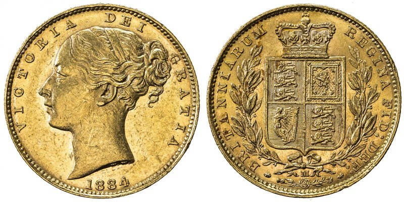 AUSTRALIA: Victoria, 1837-1901, AV sovereign, 1884-M, KM-6, faint surface hairli...