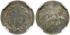 GERMAN NEW GUINEA: Wilhelm II, 1888-1918, AR ½ mark, 1894-A, KM-4, cleaned, starting to retone, bird of paradise, one-year type, NGC graded Proof Deta...