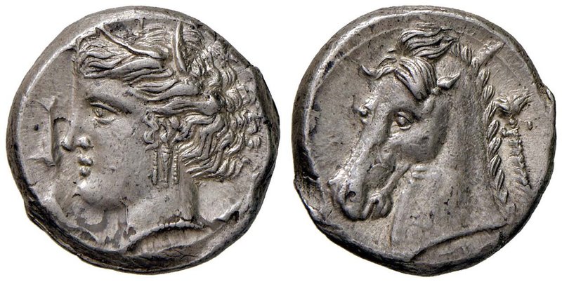 SICILIA Siculo-puniche - Tetradramma (Entella?, circa 320-300 a.C.) Testa di Are...