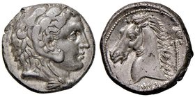 SICILIA Siculo-puniche - Tetradramma (Entella?, circa 300-289 a.C.) Testa di Eracle a d. - R/ Testa di cavallo a s., dietro, palma, sotto scritta puni...