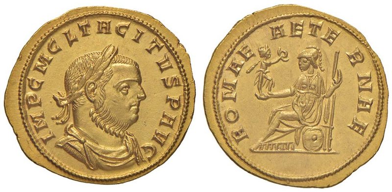 Tacito (275-276) Aureo (Ticinum) Busto laureato e drappeggiato a d. - R/ Roma se...