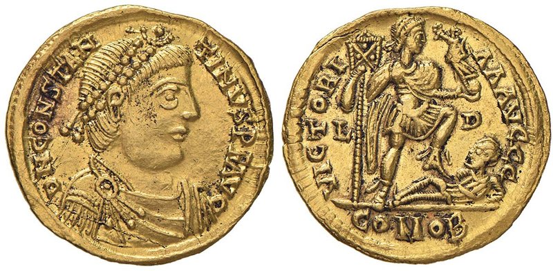 Costantino III (407-411) Solido (Lugdunum, circa 407-408) Busto diademato a d. -...