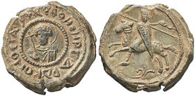 Riccardo di Salerno reggente della Contea di Edessa (1104-1108) Sigillo – Il re a cavallo a s. – R/ Busto di fronte di Cristo (?) - Manca nella letter...