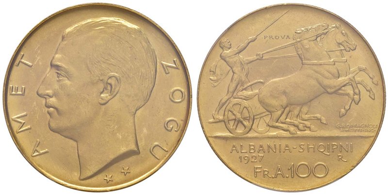 ALBANIA Zog (1925-1939) 100 Franga 1927 Due stelle Prova – KM Pr31: P.P. 788 RRR...