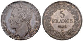 BELGIO Leopoldo I (1831-1865) 5 Franchi 1832 Prova su tondello più pesante – AG RRRR In slab PCGS PR63. Di peso di 27,60 grammi invece di 25 grammi. V...
