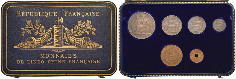 FRANCIA Monnaies de l’Indo-Chine française - Set 1889 Sei valori coniati per l’E...