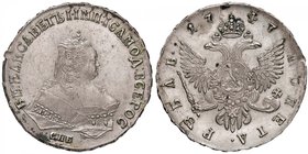 RUSSIA Elisabetta I (1741-1761) Rublo 1747 – AG (g 25,64) Bellissimo esemplare dai fondi lucenti

SPL+/qFDC