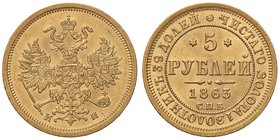 RUSSIA Alessandro II (1855-1881) 5 Rubli 1863 – Fr. 163 AU (g 6,55) R 

qFDC