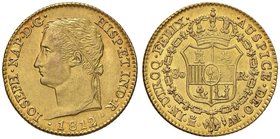 SPAGNA Giuseppe Napoleone (1808-1813) 80 Reales 1812 il 2 ribattuto su 1 – Fr. 302 AU (g 6,74) RR Conservazione insolita per il tipo di moneta 

qFD...