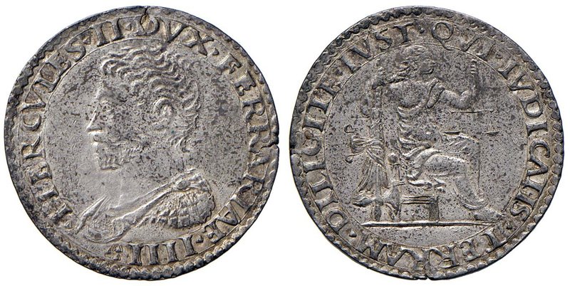 FERRARA Ercole II (1534-1559) Bianco – MIR 296 AG (g 5,05) RR Esemplare in eccez...