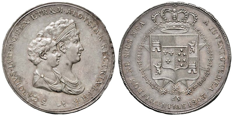 FIRENZE Carlo I di Borbone (1803-1807) Mezza dena 1803 – MIR 426/1 AG (g 19,78) ...