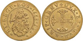 GENOVA Dogi biennali (1528-1797) 2 Doppie 1668 battuto al torchio – MIR 260/17 (ma non segnala la differenza rispetto a tutte le precedenti e successi...