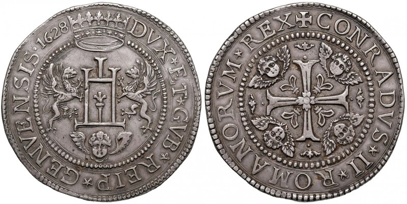 GENOVA Dogi biennali (1528-1797) 2 Scudi 1628 – MIR 215/9 AG (g 76,27) RRR Minim...