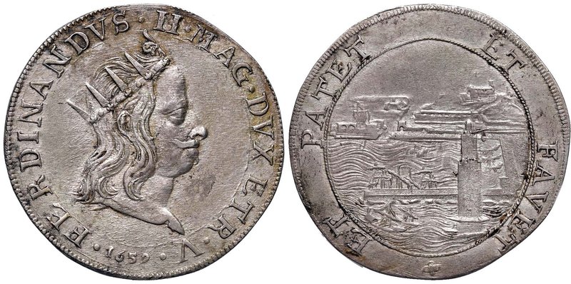 LIVORNO Ferdinando II (1621-1670) Tollero 1659 – MIR 59/2 AG (g 25,83) RRR Legge...