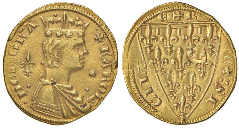 MESSINA Carlo I d’Angiò (1266-1282) Reale – MIR 138/3 AU (g 5,23) RRR Colpo al m...
