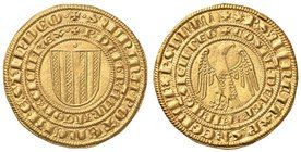 MESSINA Pietro e Costanza d’Aragona (1282-1285) Pierreale d’oro – Spahr 1 AU (g 4,27) RRR Una modesta debolezza di conio sullo stemma ma bellissimo es...