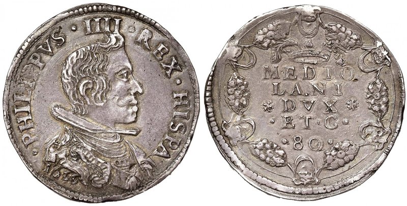 MILANO Filippo IV (1621-1665) 80 Soldi – Crippa 15/B variante; MIR 367/2 AG (g 1...