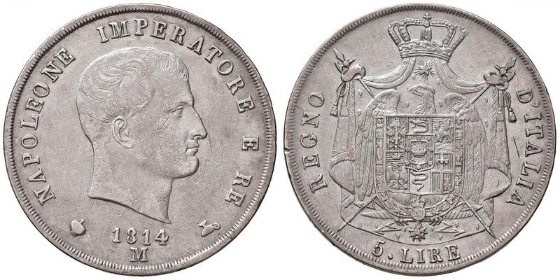 MILANO Napoleone (1805-1814) 5 Lire 1814 puntali aguzzi – Gig. 117 (indicato R/4...