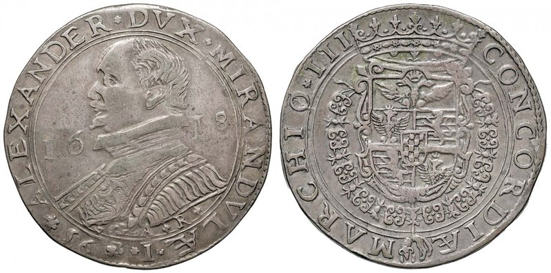 MIRANDOLA Alessandro I Pico (1602-1637) 56 Bolognini 1618 – MIR 528 AG (g 26,82)...