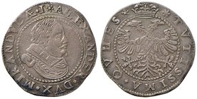 MIRANDOLA Alessandro I Pico (1602-1637) Testone – MIR 539 AG (g 8,22) RRRR Esemplare di eccezionale qualità. Moneta destinata ad essere esportata in G...