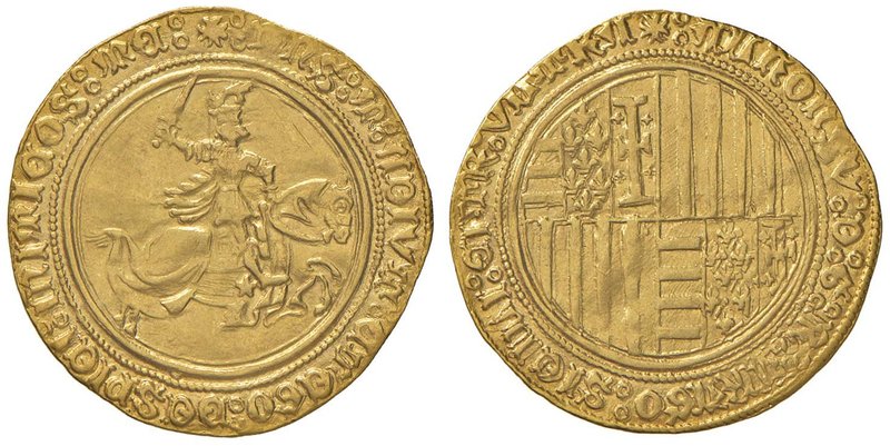 NAPOLI Alfonso I d’Aragona (1442-1458) Doppio ducato – MIR 1 AU (g 5,14)

BB+/...