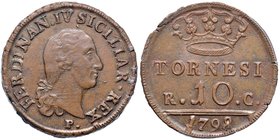 NAPOLI Ferdinando IV (1759-1816) 10 Tornesi 1798 – Magliocca 298 CU In slab PCGS MS64BN. Conservazione eccezionale

FDC