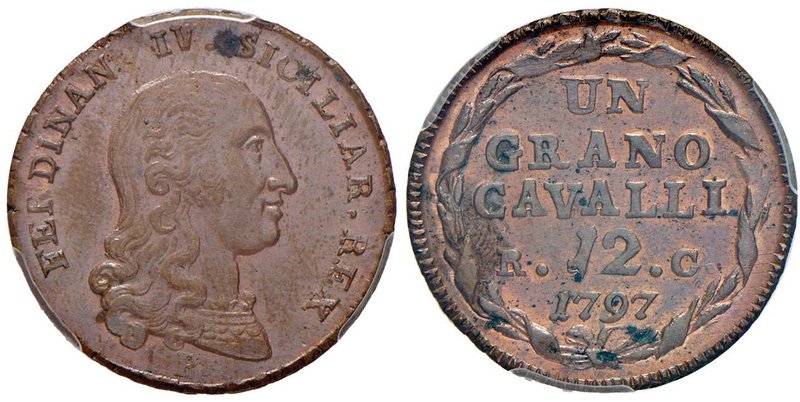 NAPOLI Ferdinando IV (1759-1816) Grano 1797 Lettere piccole – Magliocca 319a CU ...