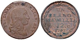 NAPOLI Ferdinando IV (1759-1816) Grano 1797 Lettere piccole – Magliocca 319a CU RR In slab PCGS MS63BN. Conservazione eccezionale

FDC