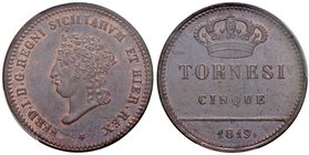NAPOLI Ferdinando I (1816-1825) 5 Tornesi 1819 – Magliocca 456 CU In slab PCGS MS65BN. Conservazione eccezionale in rame rosso

FDC
