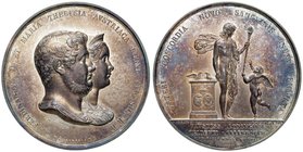 NAPOLI Ferdinando II (1830-1859) Medaglia 1837 per le nozze con Maria Teresa d’Austria – Opus: D’Andrea, Arnaud - D’Auria 192 (indicata R/4 in argento...