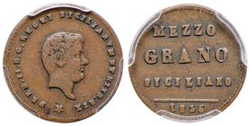 PALERMO Ferdinando II (1830-1859) Mezzo grano siciliano 1836 – Spahr 7 CU RRRR In slab PCGS XF40.

BB