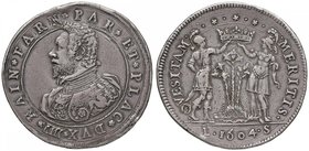 PARMA Ranuccio I Farnese (1592-1622) Doppio ducatone 1604 – MIR 983/1 AG (g 63,48) RRR Ex Nomisma 48, lotto 827. Minimi graffietti diffusi e colpetti ...