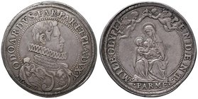 PARMA Odoardo Farnese (1622-1646) Ducatone 1629 – MIR 1012 AG (g 31,52) RRRR Le lettere A A sono le iniziali dello zecchiere Agostino Aguani. Durante ...