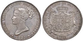 PARMA Maria Luigia (1815-1847) 5 Lire 1821 - Gig. 6 AG RRRRR In slab PCGS MS63+ 2/1”. Moneta in conservazione eccezionale catalogata come R/5 con soli...