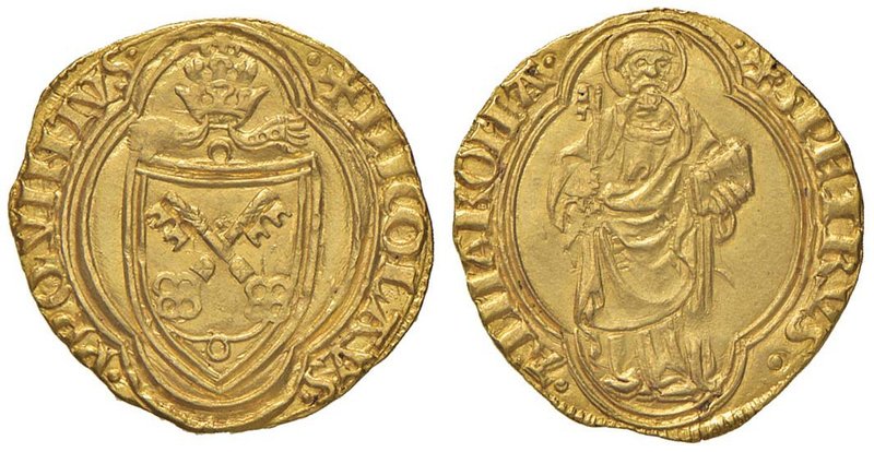 Niccolò V (1447-1455) Ducato papale – Munt. 4 AU (g 3,51) RR 

SPL