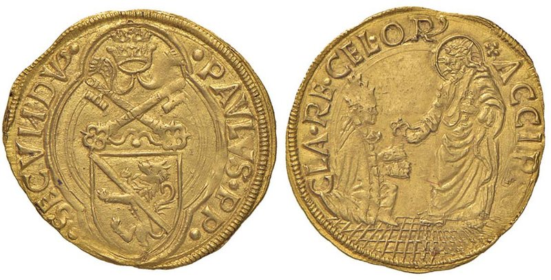 Paolo II (1464-1471) Ducato - Munt. 5 AU (g 3,53) RRR Splendido esemplare di que...