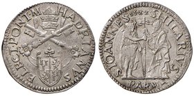 Adriano VI (1521-1523) Parma - Giulio 1522 – Munt. 20 AG (g 3,76) RRRRR Moneta di eccezionale rarità, specie in questa ottima conservazione

SPL
