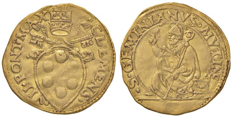 Clemente VII (1523-1534) Modena - Ducato con lo stemma papale – Munt. 110 AU (g ...