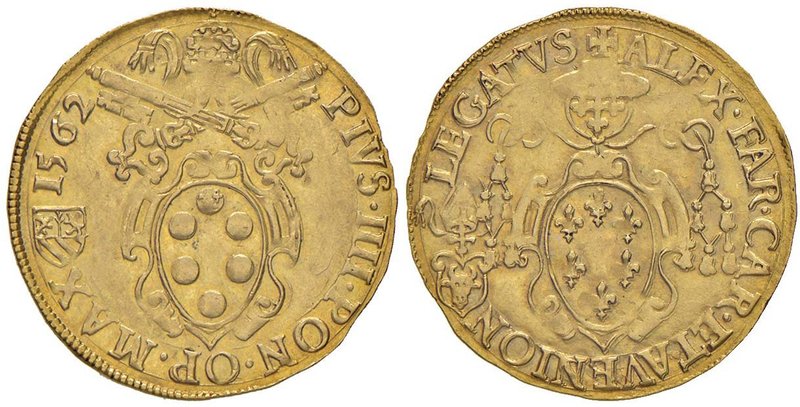 Pio IV (1559-1565) Avignone – Scudo d’oro 1562 – Munt. 60 AU (g 3,34) RRRRR Ex N...