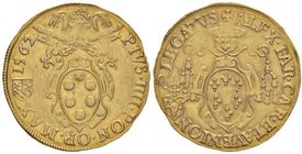 Pio IV (1559-1565) Avignone – Scudo d’oro 1562 – Munt. 60 AU (g 3,34) RRRRR Ex NAC 16, 1999, lotto 189. Di eccezionale rarità tanto che da nostre rice...